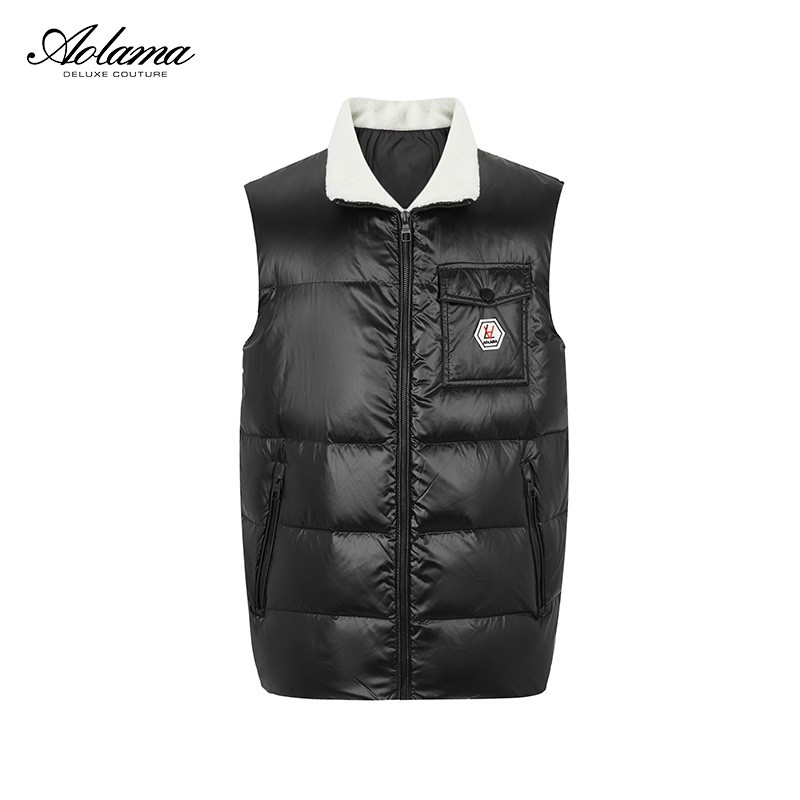 纯色羽绒服马甲奥拉玛翻领