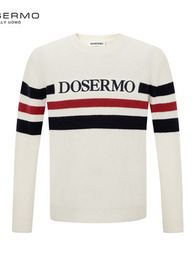 丹西摩（DOSERMO）轻奢男装提花圆领厚毛衫满身针织羊毛衫男士秋