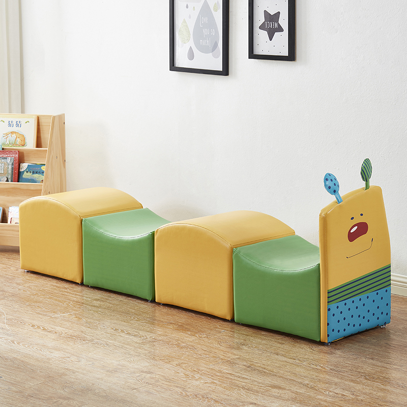 毛毛虫组合沙发凳幼儿园阅读角早教儿童卡通椅卡座读书大厅休息区
