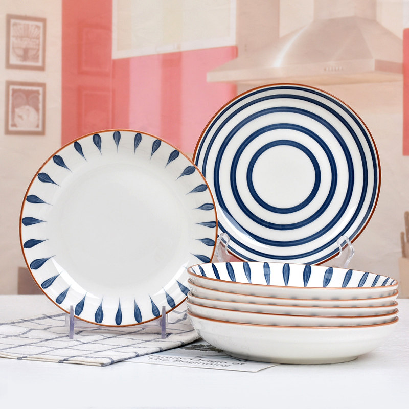 家家谣盘子家用菜盘8英寸陶瓷盘日式创意碟子圆形汤盘釉中彩瓷盘,餐饮具,盘,淘宝优惠券,粉丝福利购,淘宝优惠卷