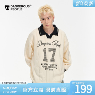 Dangerouspeople薛之谦dsp针织字母Polo衫 球衣潮牌运动风百搭毛衣