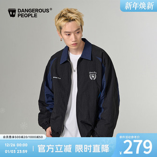 Dangerouspeople薛之谦dsp拼色翻领运动夹克秋季 复古休闲潮流外套