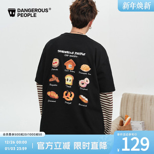 Dangerouspeople薛之谦dsp趣味面包家族宽松百搭潮圆领短袖 T恤