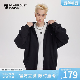 Dangerouspeople薛之谦dsp基础百搭小绣标休闲宽松潮开衫 连帽卫衣