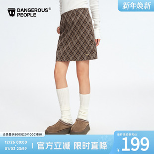 Dangerouspeople薛之谦dsp菱形格直筒短裙潮牌百搭包臀裙半身裙