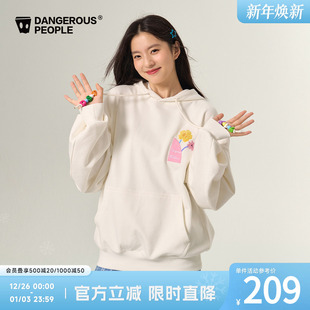 Dangerouspeople薛之谦dsp小眼睛花朵刺绣连帽卫衣潮牌宽松上衣