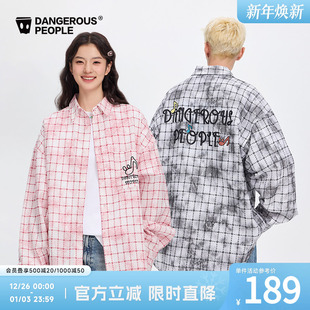 衬衫 Dangerouspeople薛之谦dsp格纹休闲潮流宽松长袖 明星同款