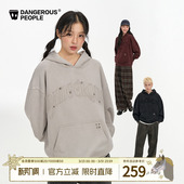 Dangerouspeople薛之谦dsp复古贴布连帽卫衣潮牌落肩宽松情侣上衣
