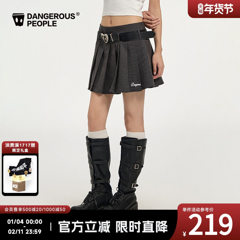 Dangerouspeople薛之谦dsp格纹刺绣百褶裙低腰学院风半身短裙女,男装,短裤,淘宝优惠券,粉丝福利购,淘宝优惠卷