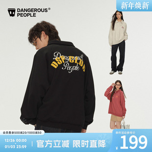 Dangerouspeople薛之谦dsp潮酷字母百搭宽松卷边polo领插肩卫衣