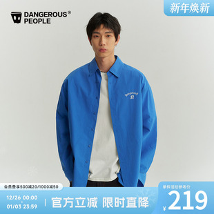 户外潮酷百搭外套 夏季 Dangerouspeople薛之谦dsp宽松蓝色长袖 衬衫
