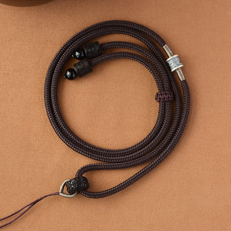 可调节吊坠挂绳3mm粗高档天珠配绳男士简约挂脖唐卡无事牌玉佩绳