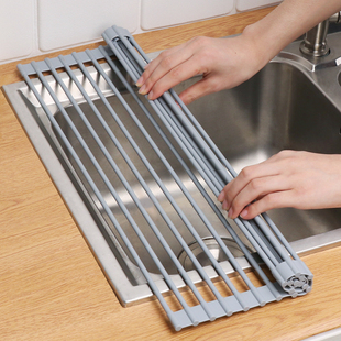 可折叠沥水架水槽碗筷碗碟收纳架子厨房洗碗池放碗架沥水篮置物架