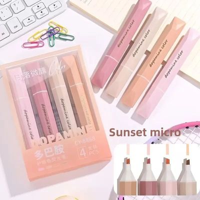 4pcs Markers Highlighters Quadrilateral Highlighter pens