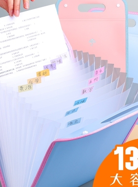A4 Organ Bag Folder File Storage Box风琴文件夹大容量试卷收纳