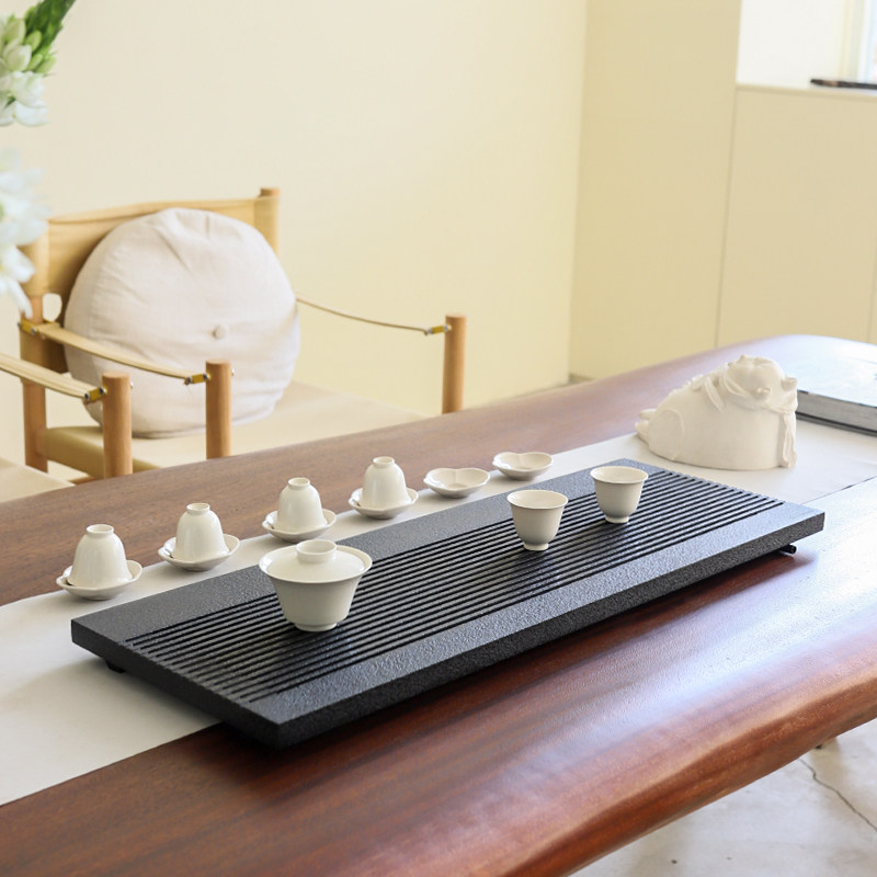 观造天然黑金石茶盘高档新中式家用客厅茶具托盘简约茶海嵌入茶台