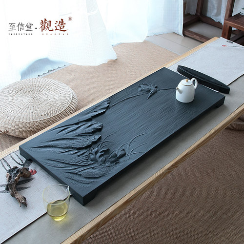 观造天然乌金石茶盘石头石材茶海