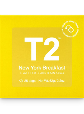 澳洲代购直邮 T2茶叶 NewYork Breakfas 纽约早餐茶袋装茶包 25pk