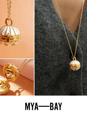 MYABAY白珐琅圆球可调节毛衣链