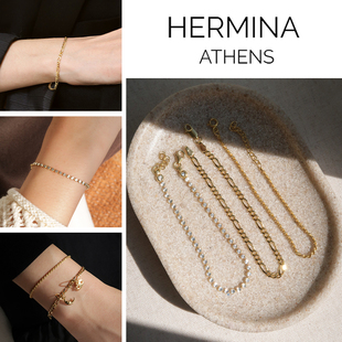 希腊hermina athens法式复古镀金手链手工小众设计高级感轻奢手饰