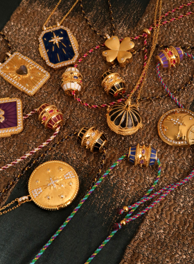 MYABAY镀金彩色编织叠戴锁骨链