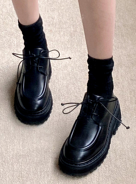 Marsell/马塞尔 MW6035系带纯色小方头简约板鞋黑色高锯齿底浅口