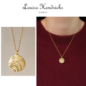 Louise Hendricks金币吊坠项链镶钻彩色锆石不规则小众复古高级感