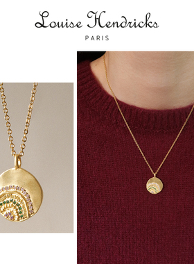Louise Hendricks金币吊坠项链镶钻彩色锆石不规则小众复古高级感