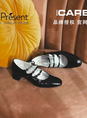现货CAREL官方授权 玛丽珍鞋钟小姐同款KINA漆皮系带粗跟女鞋婚鞋