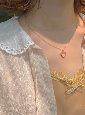 louise damas法国小众品牌爱心吊坠项链女水晶色玻璃情人节礼物