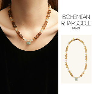 Bohemian Rhapsodie法国波西米亚风bonnie天然半宝石秋冬叠戴项链
