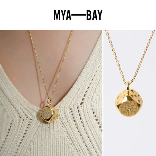 MYABAY趣玩性骰子吊坠镀金项链