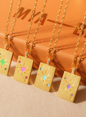 MYABAY扑克牌吊坠系列珐琅项链