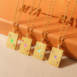 比利时MYA BAY 扑克牌吊坠系列项链小众手工彩色珐琅叠戴锁骨链