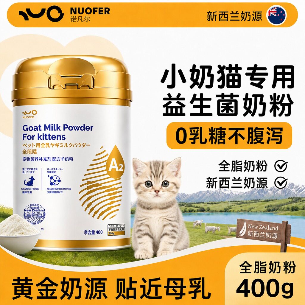 进口新西兰幼猫羊奶粉猫咪专用宠物幼崽小奶猫0乳糖羊奶1月到3月