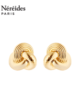 Les Nereides夜幕鎏金系列 金结 耳钉 简约原创轻奢百搭法式复古