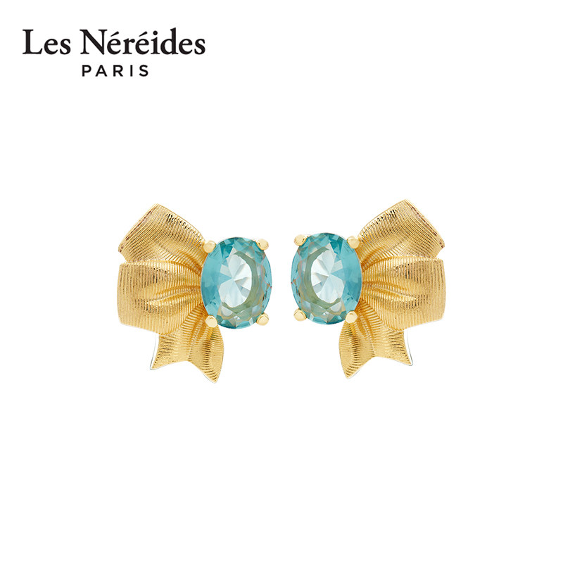 Les Nereides巴黎绮梦系列 海蓝宝石 耳钉西洋复古晚宴耳钉