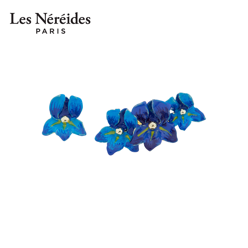 Les Nereides梵高鸢尾花系列 深蓝色鸢尾花 不对称耳环 设计感 饰品/流行首饰/时尚饰品新 耳环 原图主图