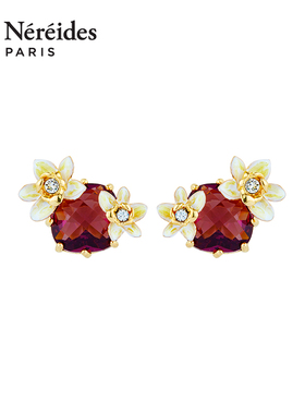 Les Nereides香味笔记系列耳夹耳钉 香草花红色星钻 生日礼物女