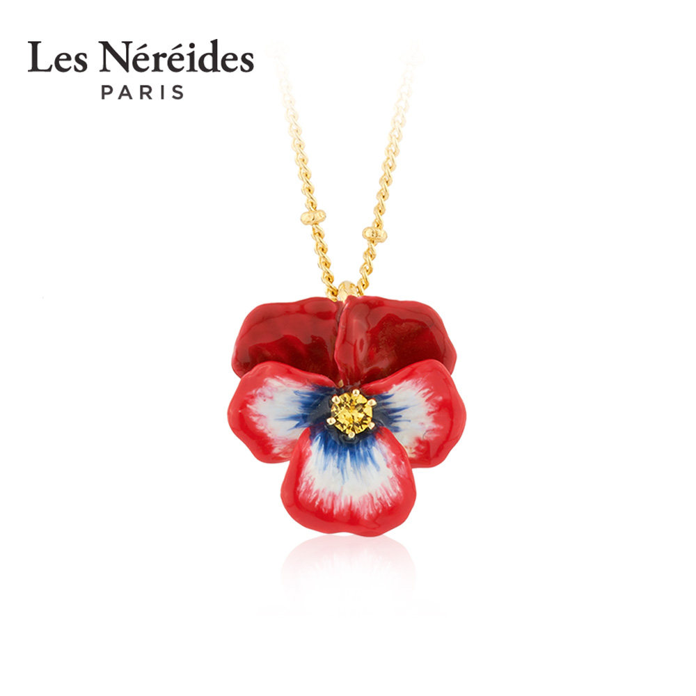 les nereides三色堇系列项链花朵坠饰优雅气质毛衣链2021春夏新款