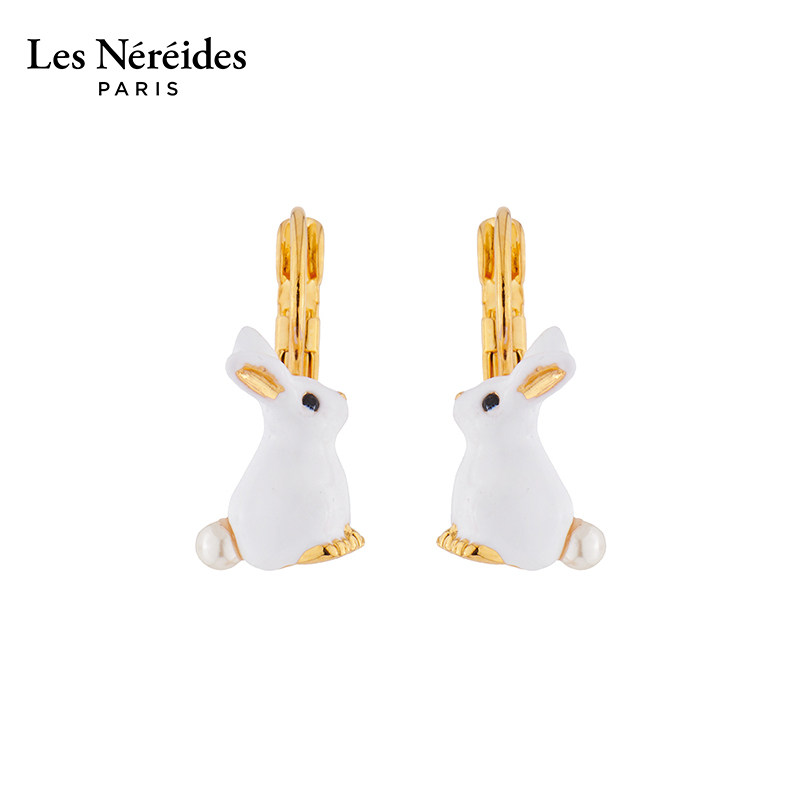 Les Nereides魔法奇遇系列小白兔子珍珠耳环耳钩