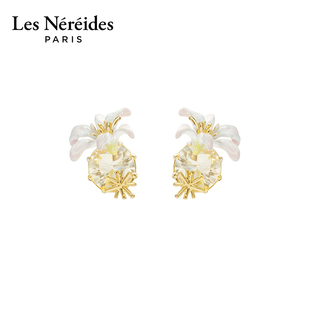 Les Nereides巴黎歌剧院系列 百合花与水晶石 耳钉
