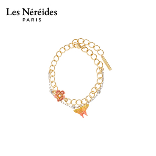 手链法国设计师款 粉木兰与蝴蝶 手环 Nereides幻彩木兰系列 Les