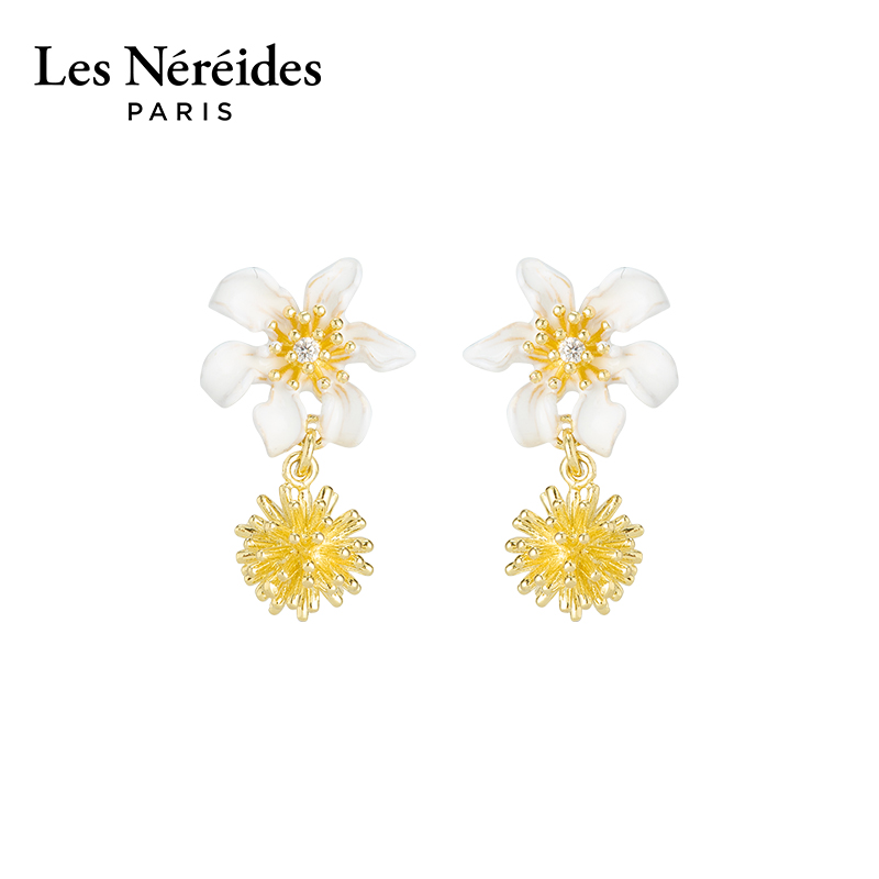 Les Nereides鎏金自然系列 铁线莲与棣棠花 耳钉