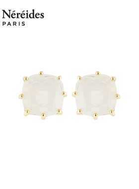 Les Nereides茶白星钻系列 方形星钻 耳钉