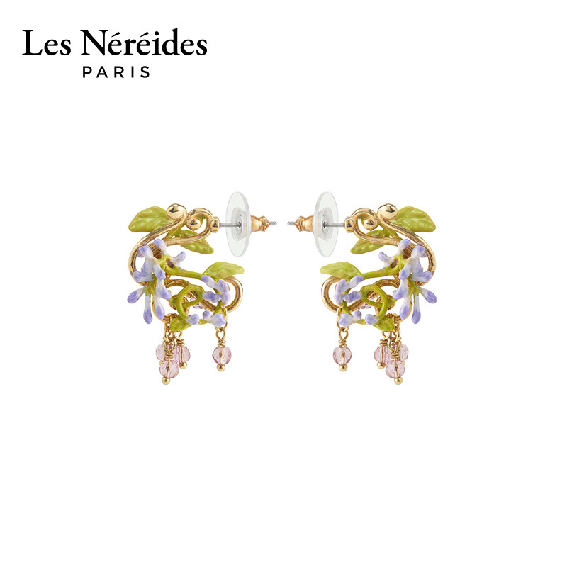 Les Nereides蒙马特1900系列 常春藤与紫藤花 耳钉
