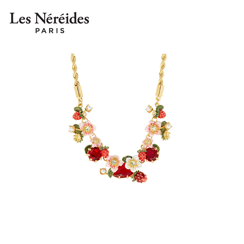 Les Nereides四季浆果系列 小草莓与草莓花 项链
