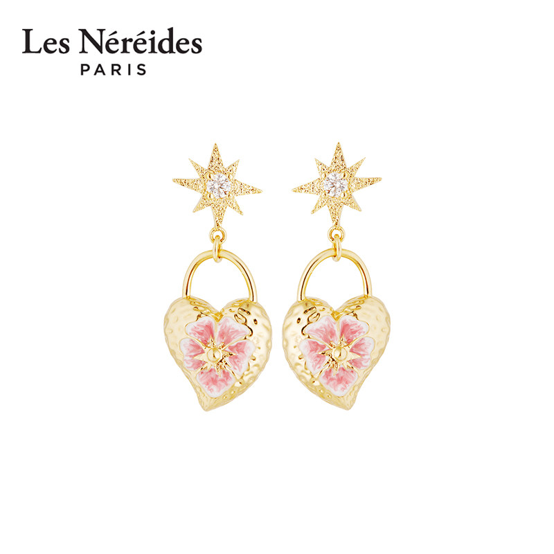 Les Nereides维多利亚系列 爱心三色堇 耳钉 时尚优雅气质耳环