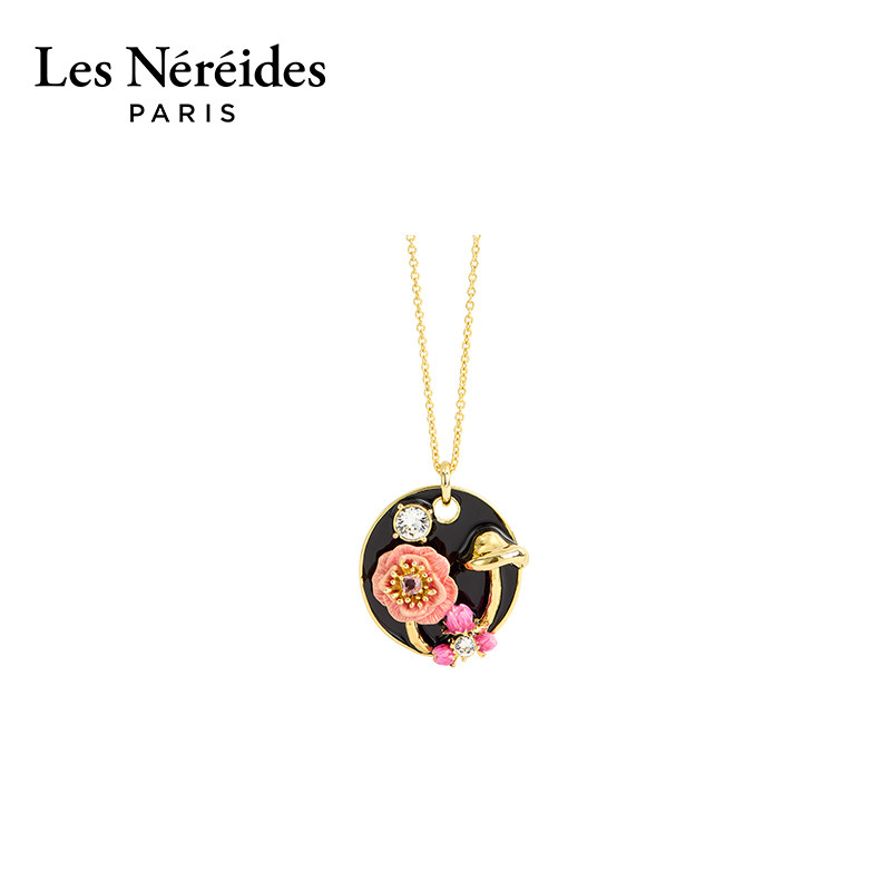 Les Nereides漫步巴比松系列 粉色银莲花与蘑菇 项链