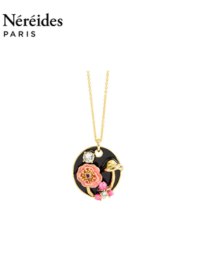 Les Nereides漫步巴比松系列 粉色银莲花与蘑菇 项链